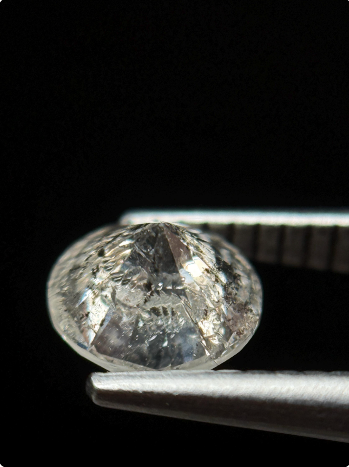 1.10 Ct Round Brilliant Cut Grey Natural Salt and Pepper Diamond