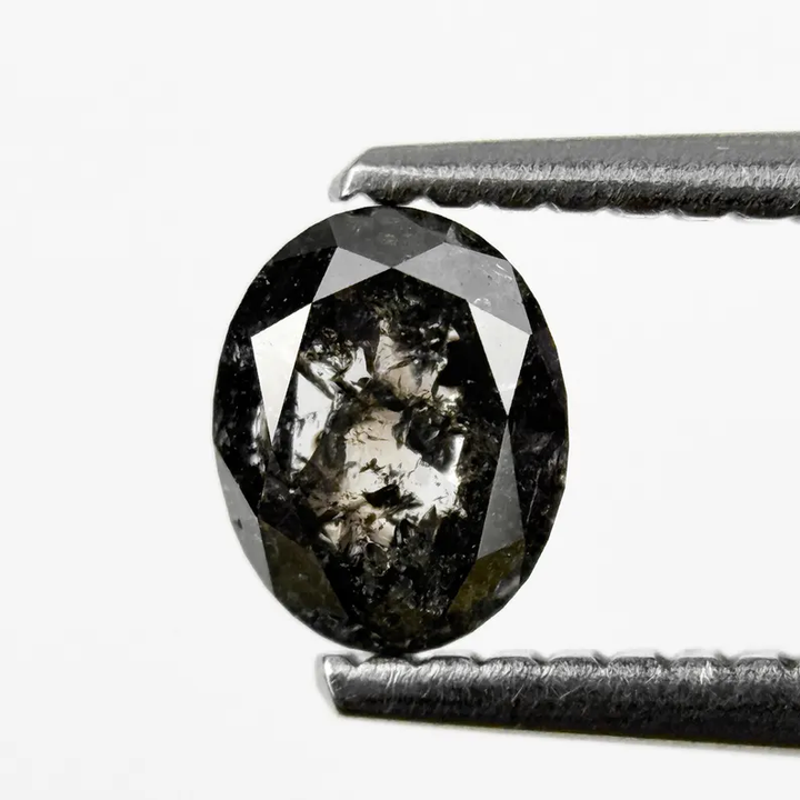 0.63 Ct Oval Rose Cut Grey Natural Galaxy Diamond
