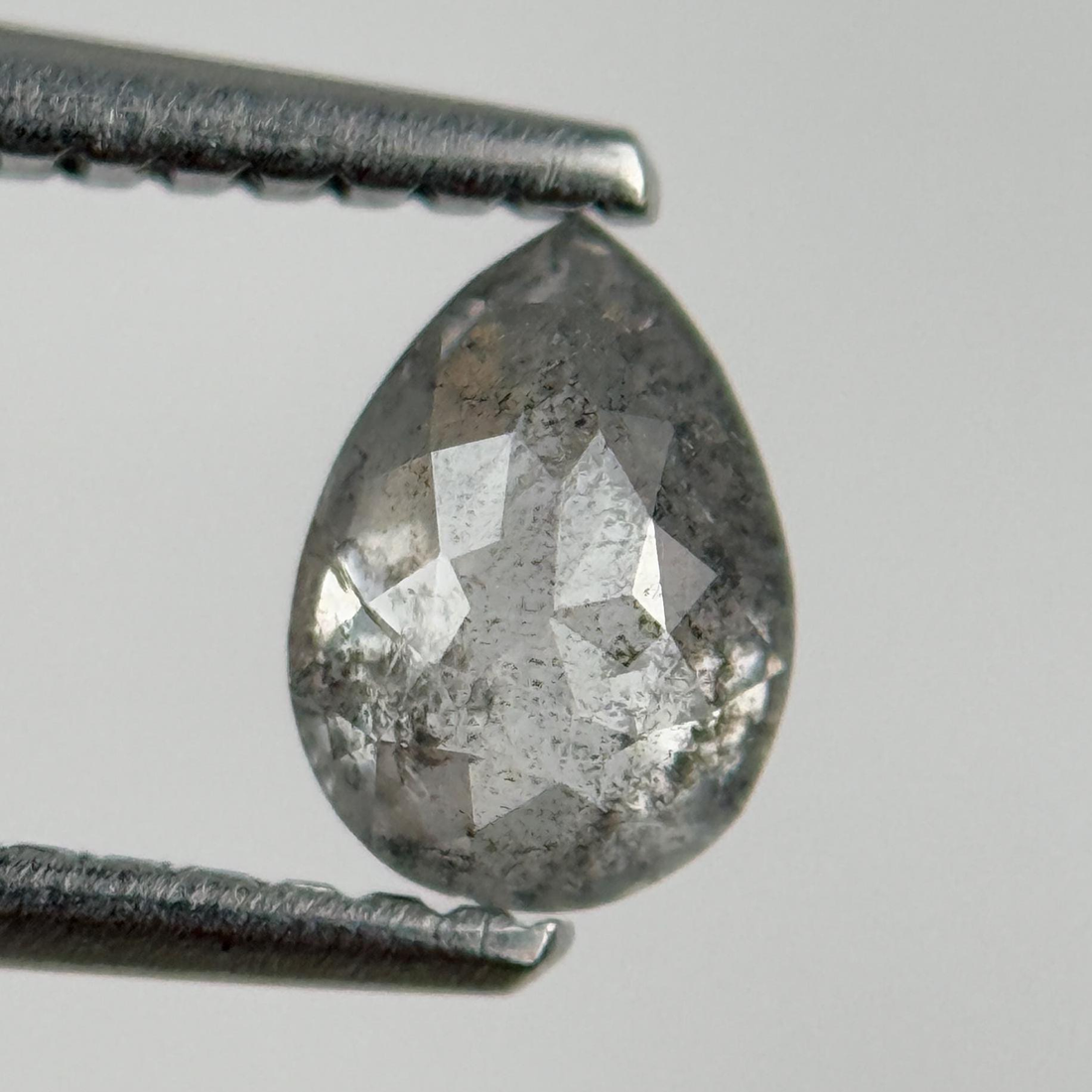 1.96 Ct Pear Rose Cut Grey Natural Unique Diamond