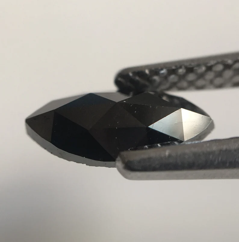 0.48 Ct Marquise Rose Cut, 8.10 MM Black Natural Loose Diamond