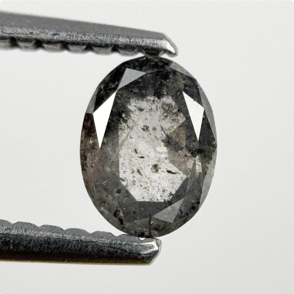 0.46 Ct Oval Rose Cut Grey Natural Minimalist Diamond