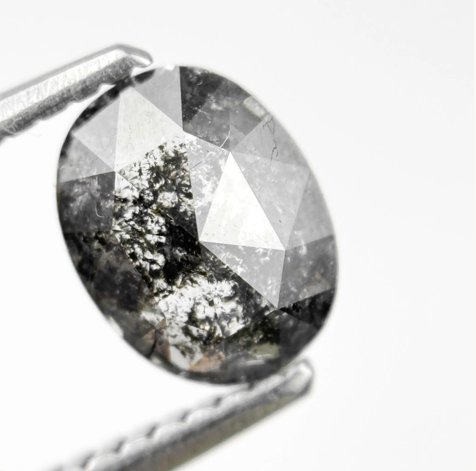 1.12 Ct Oval Rose Cut Grey Natural Galaxy Diamond