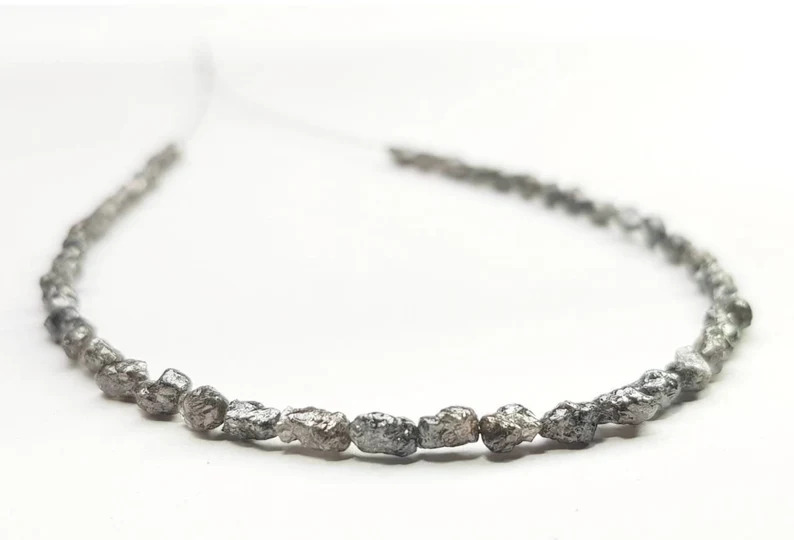 8.0 Ct Beads Checker Gray Natural Salt and Pepper Diamond