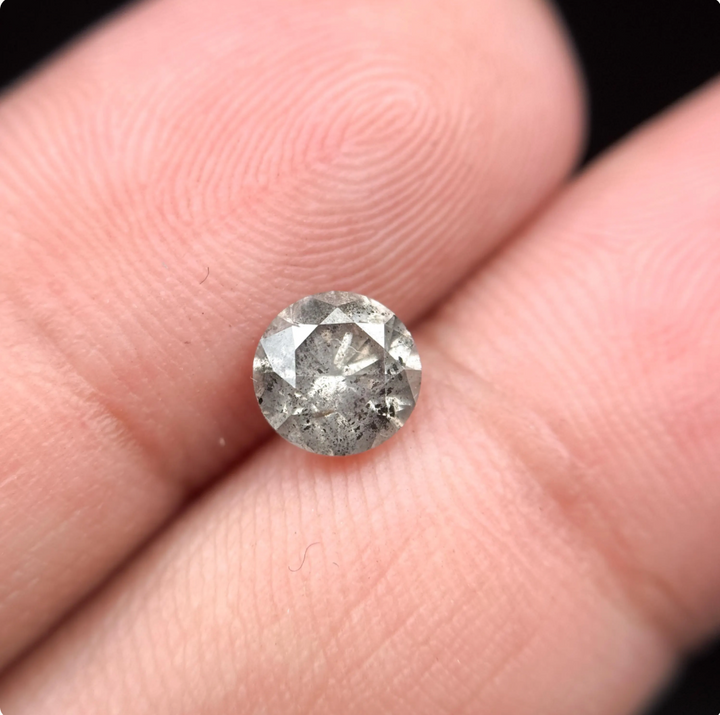 1.06 Ct Round Brilliant Cut Grey Natural Fancy Diamond