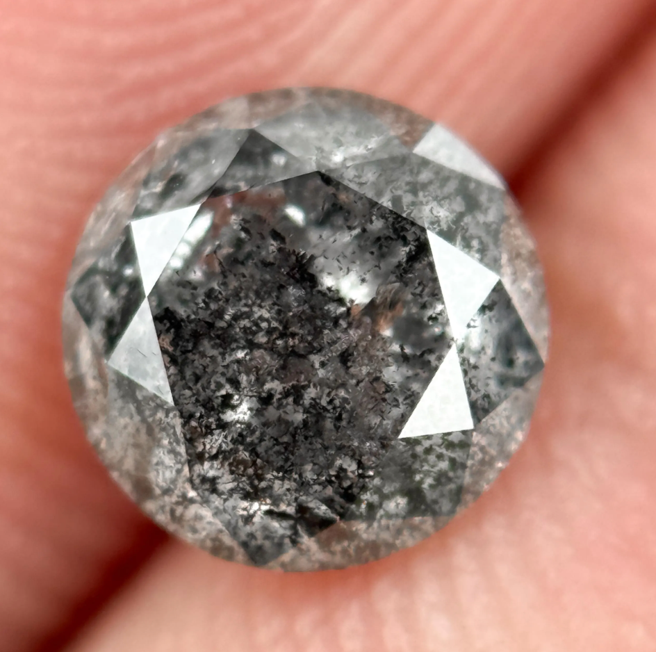1.12 Ct Round Brilliant Cut Grey Natural Salt and Pepper Diamond