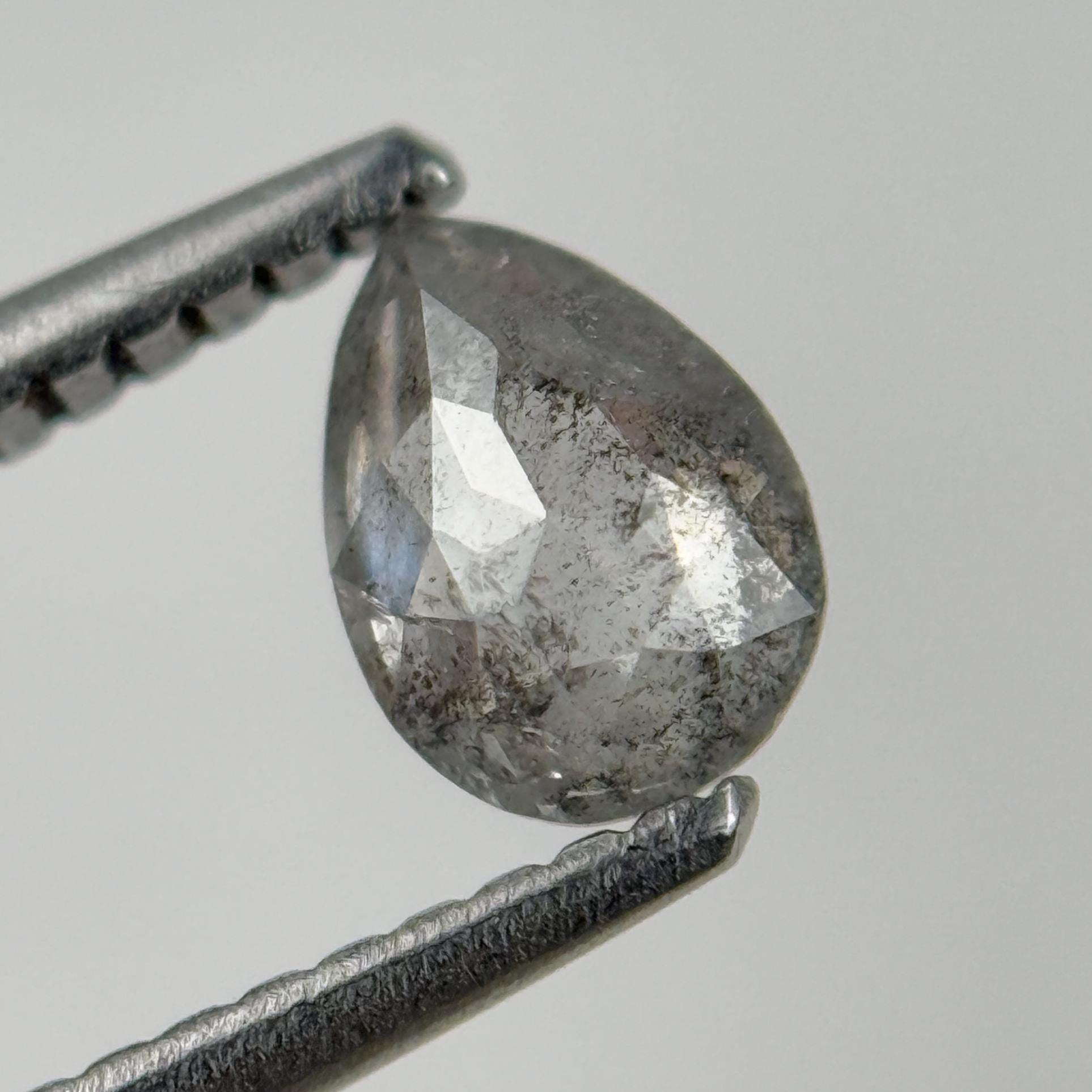 1.96 Ct Pear Rose Cut Grey Natural Unique Diamond