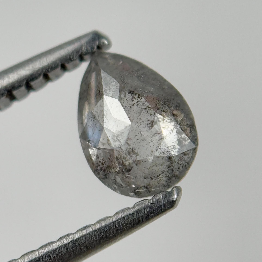 1.96 Ct Pear Rose Cut Grey Natural Unique Diamond