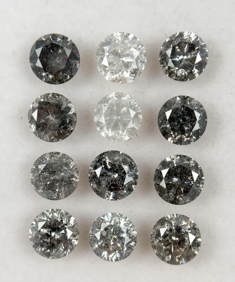 0.50 Ct Round Rose Cut Grey Natural Galaxy Diamond