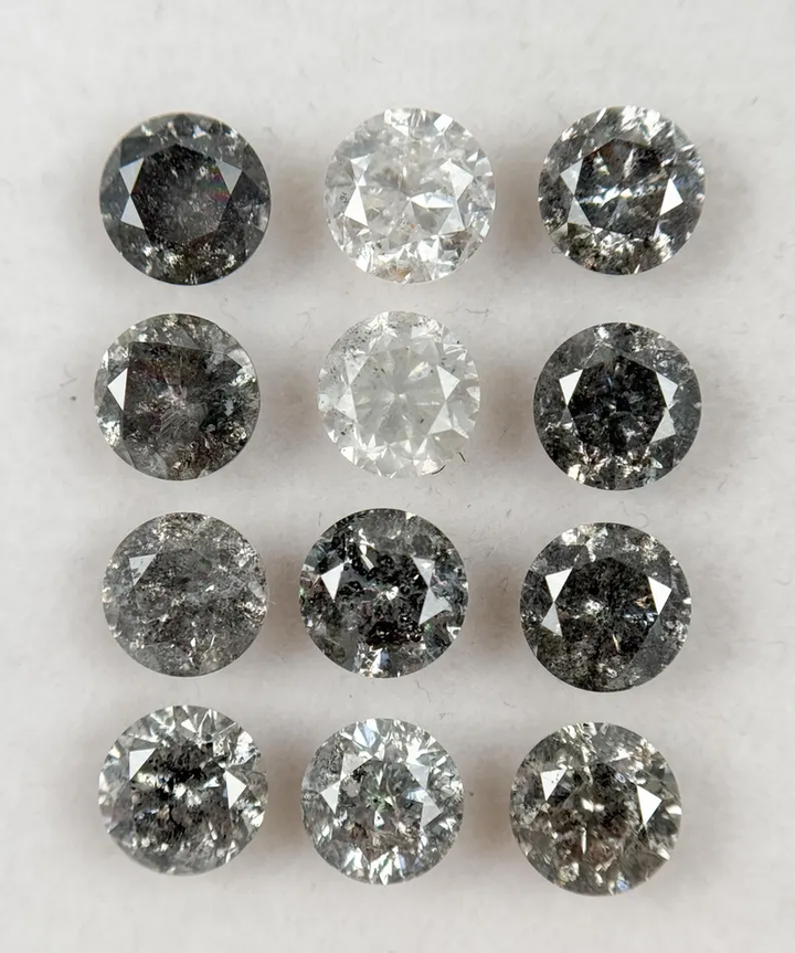 0.50 Ct Round Rose Cut Grey Natural Galaxy Diamond