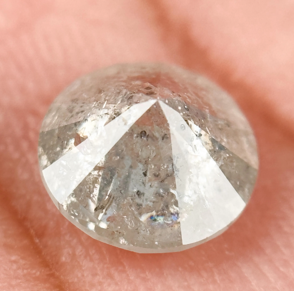 2.05 Ct Round Brilliant Cut White Natural Salt and Pepper Diamond