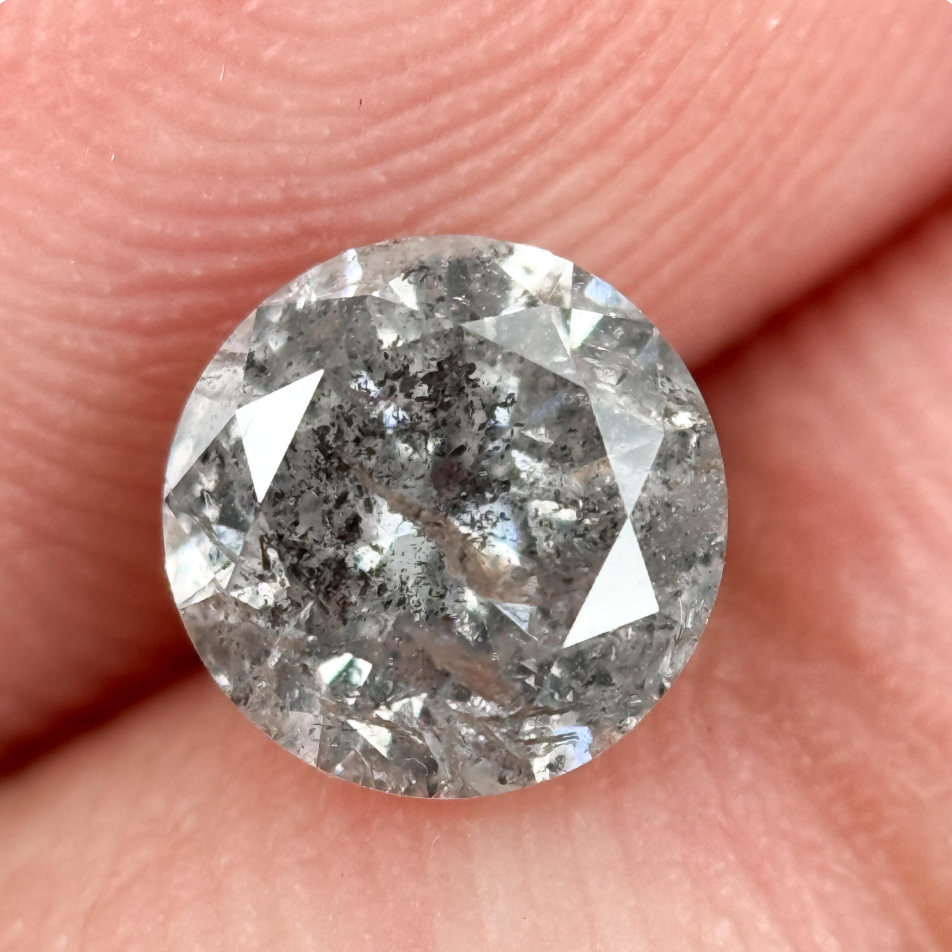 1.10 Ct Round Brilliant Cut Grey Natural Galaxy Diamond