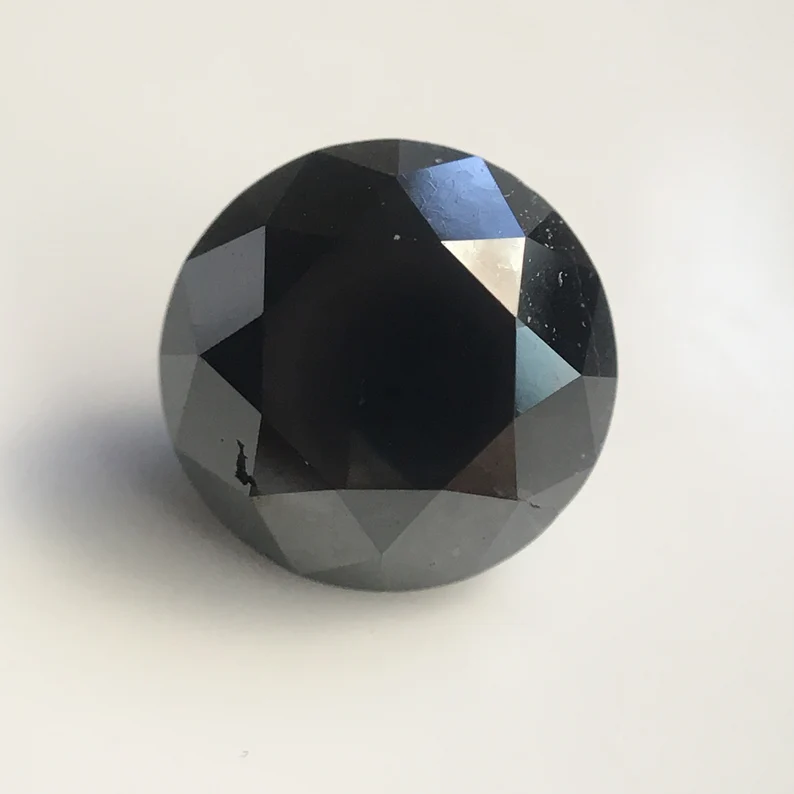 1.45 Ct Round Brilliant Cut Black Natural Loose Diamond, 6.69 MM Round Diamond
