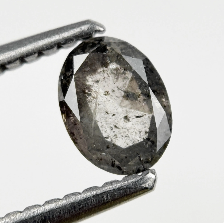 0.46 Ct Oval Rose Cut Grey Natural Minimalist Diamond