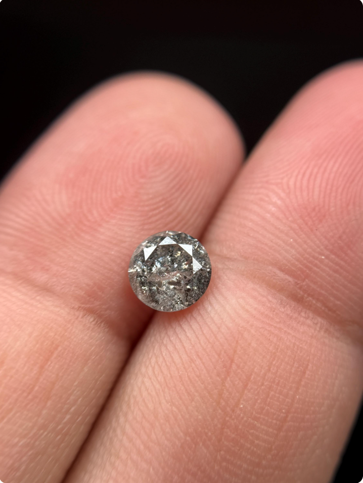 1.10 Ct Round Brilliant Cut Grey Natural Salt and Pepper Diamond
