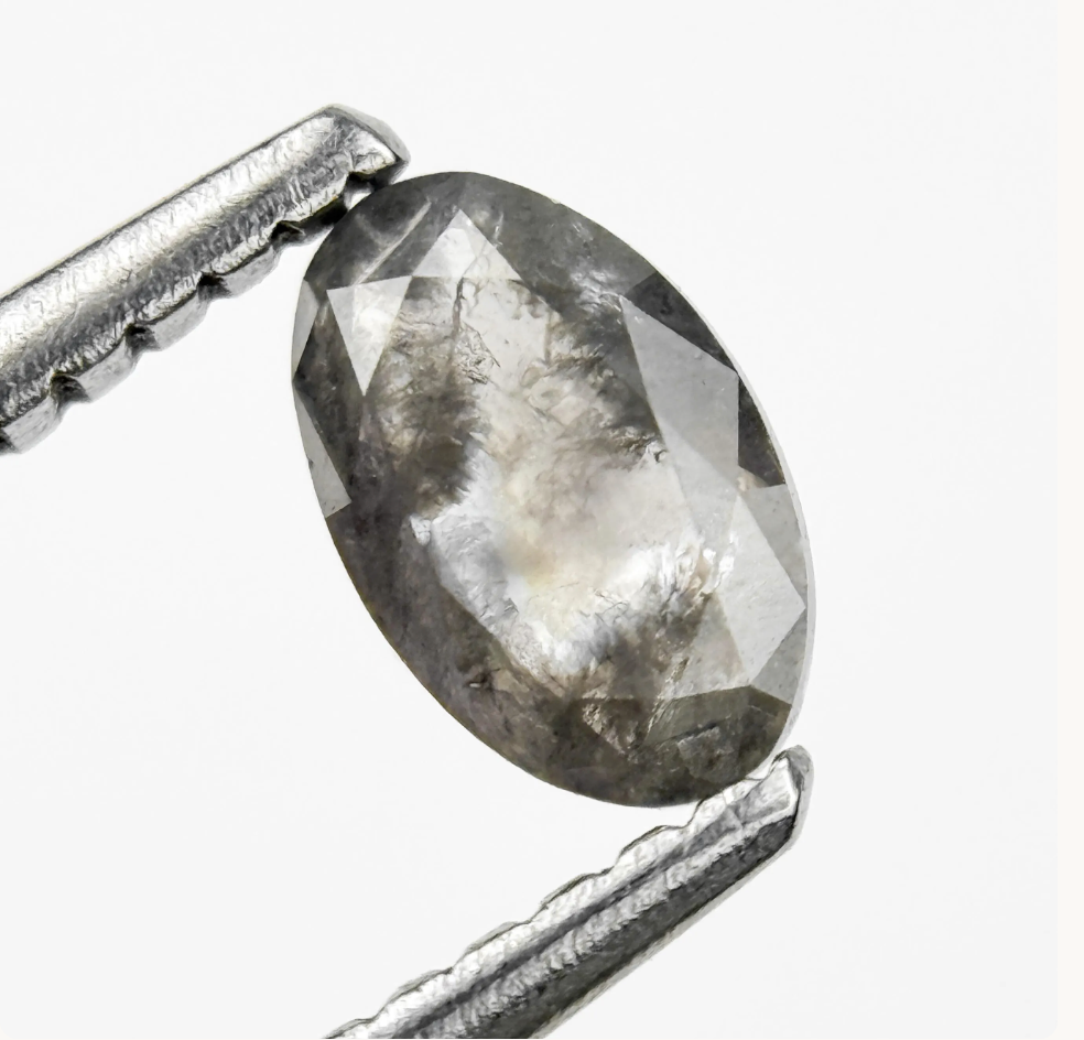 0.49 Ct Oval Rose Cut Grey Natural Fancy Diamond