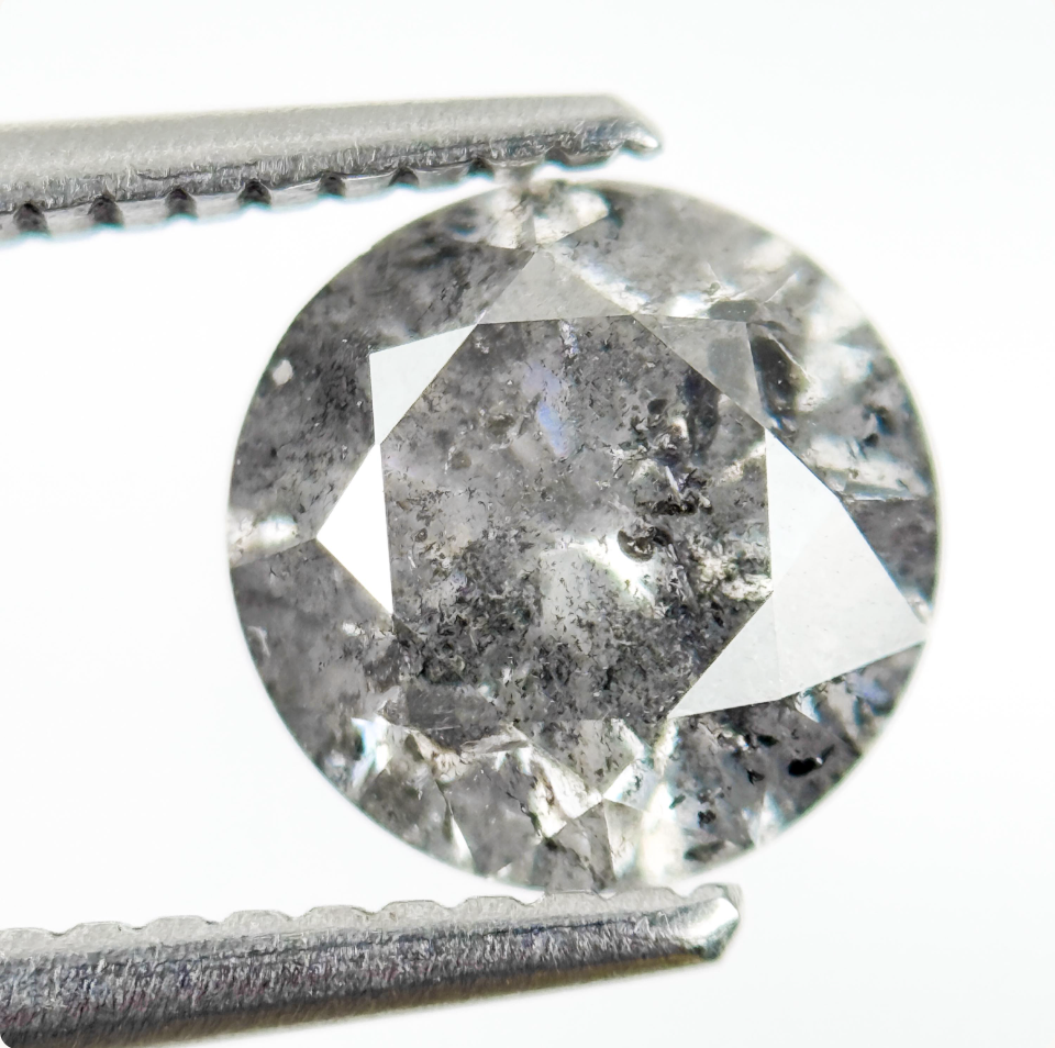 1.75 Ct Round Brilliant Cut Grey Natural Galaxy Diamond