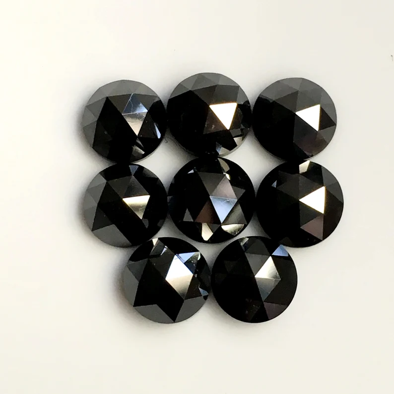 7 MM Round Rose Cut Black Natural Loose Diamond