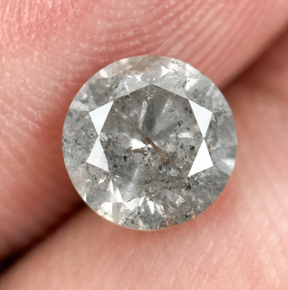 1.25 Ct Round Brilliant Cut Grey Natural Fancy Diamond