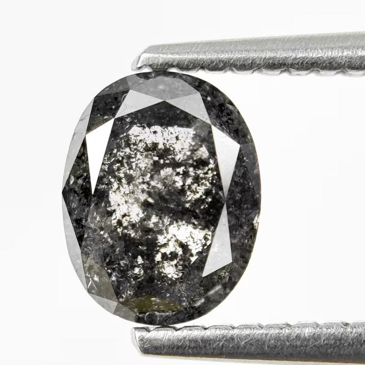 1.12 Ct Oval Rose Cut Grey Natural Galaxy Diamond