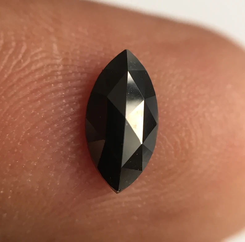 0.48 Ct Marquise Rose Cut, 8.10 MM Black Natural Loose Diamond