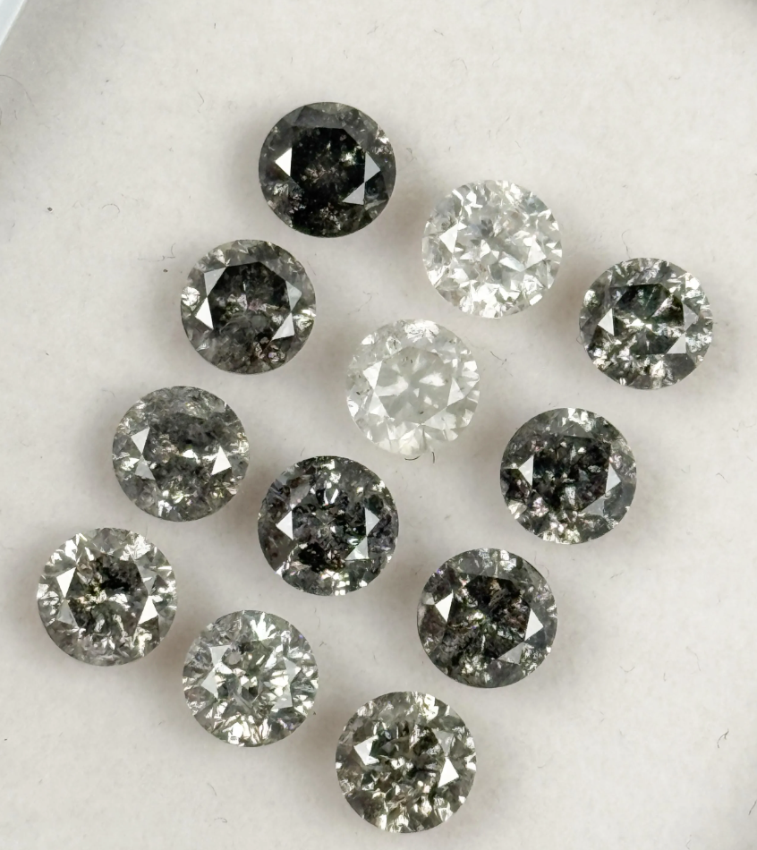 0.50 Ct Round Rose Cut Grey Natural Galaxy Diamond