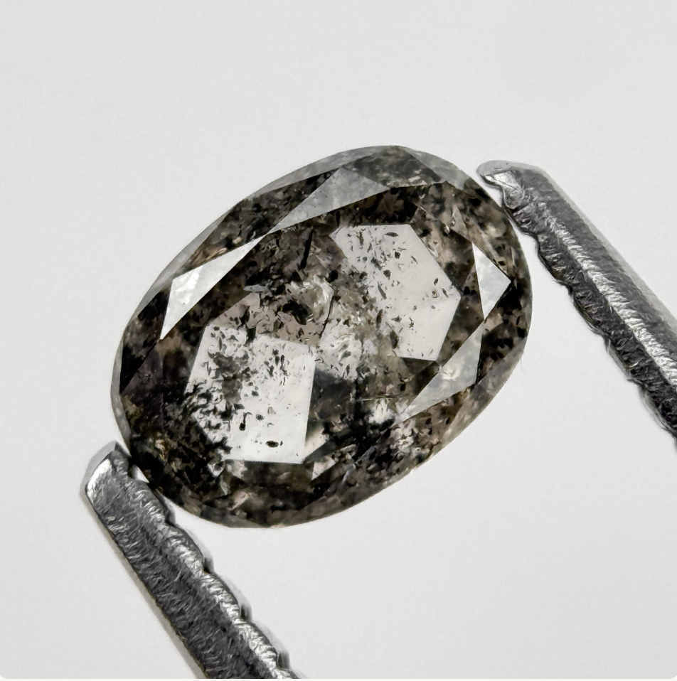 0.49 Ct Oval Rose Cut Grey Natural Minimal Diamond