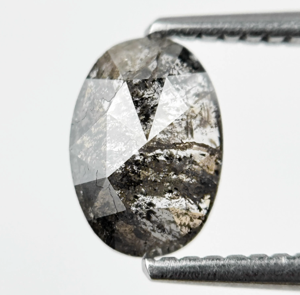 1.26 Ct Oval Rose Cut Grey Natural Fancy Diamond