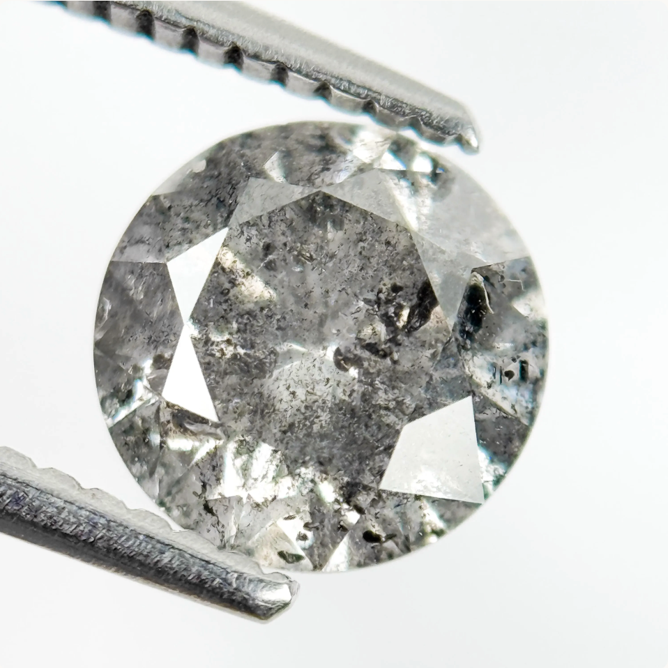 1.75 Ct Round Brilliant Cut Grey Natural Galaxy Diamond