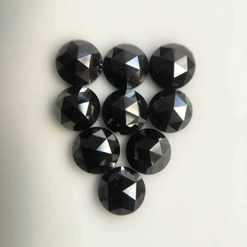6 MM Round Rose Cut Black Natural Loose Diamond