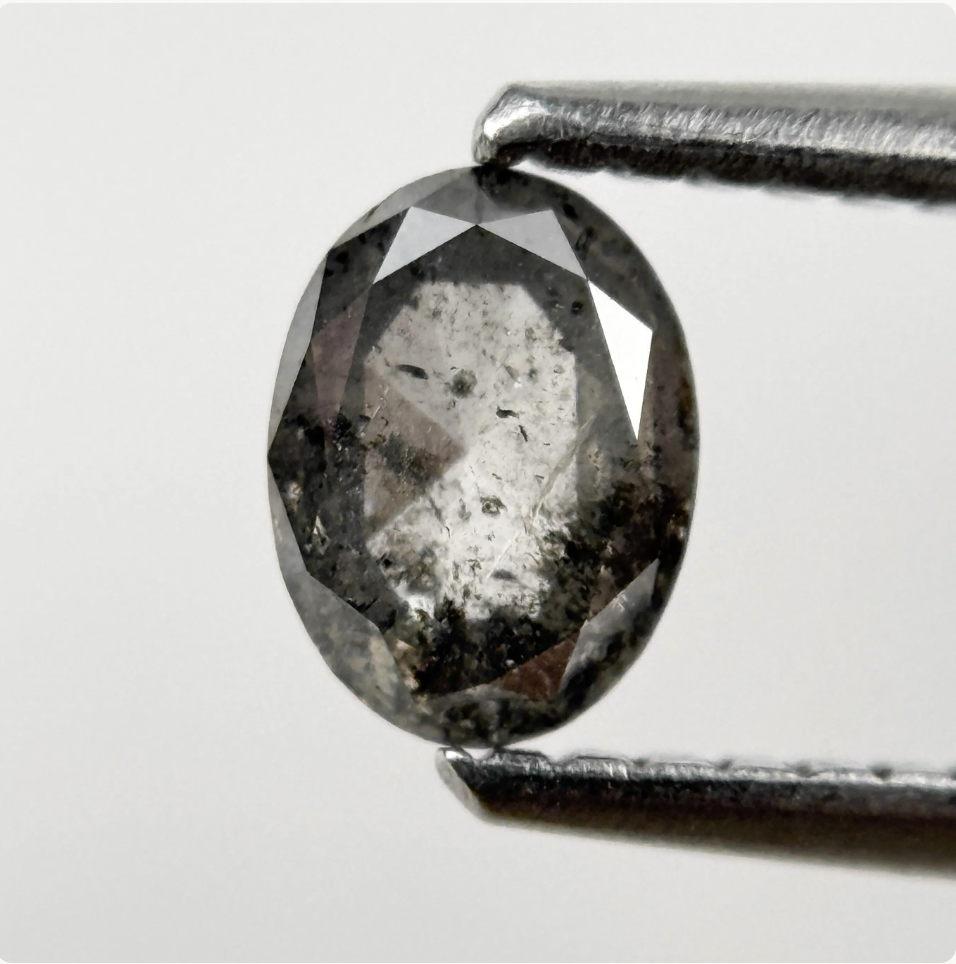 0.46 Ct Oval Rose Cut Grey Natural Minimalist Diamond