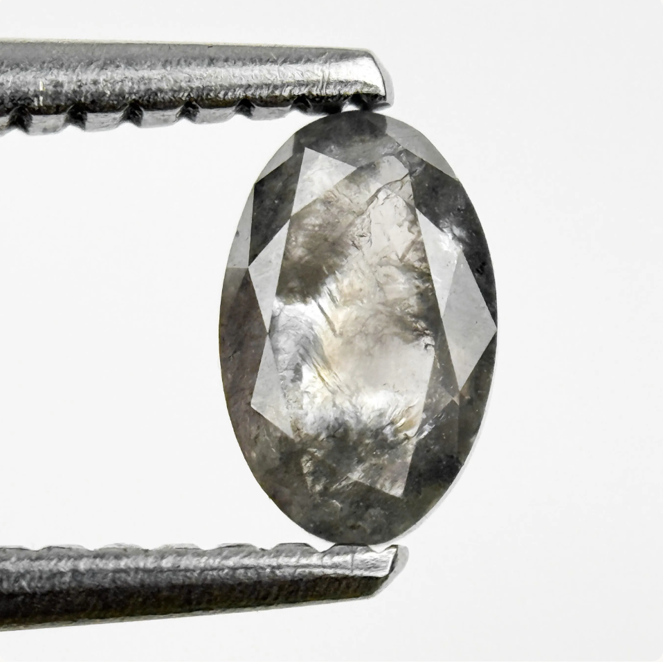 0.49 Ct Oval Rose Cut Grey Natural Fancy Diamond