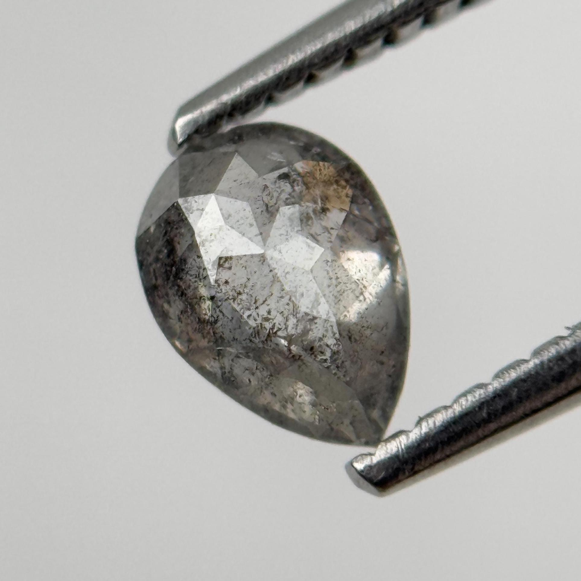 1.96 Ct Pear Rose Cut Grey Natural Unique Diamond