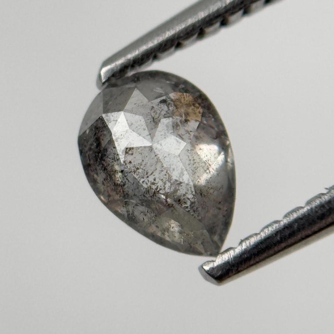 1.96 Ct Pear Rose Cut Grey Natural Unique Diamond