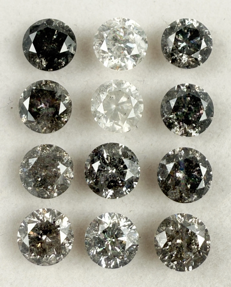0.50 Ct Round Rose Cut Grey Natural Galaxy Diamond