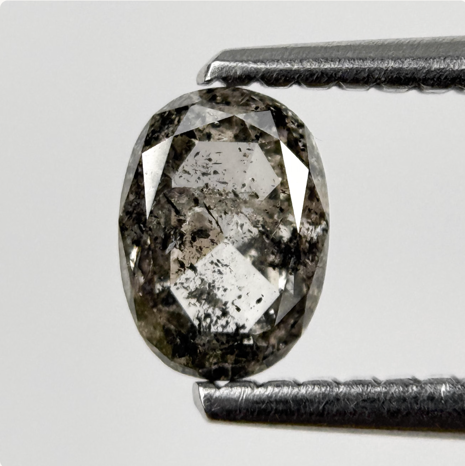 0.49 Ct Oval Rose Cut Grey Natural Minimal Diamond