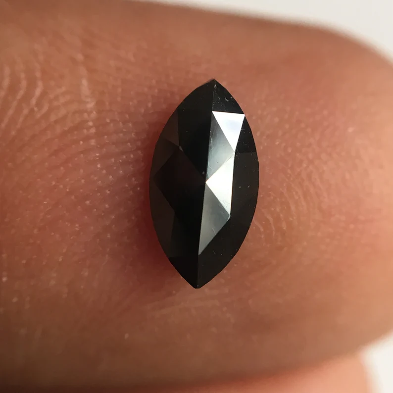 0.48 Ct Marquise Rose Cut, 8.10 MM Black Natural Loose Diamond