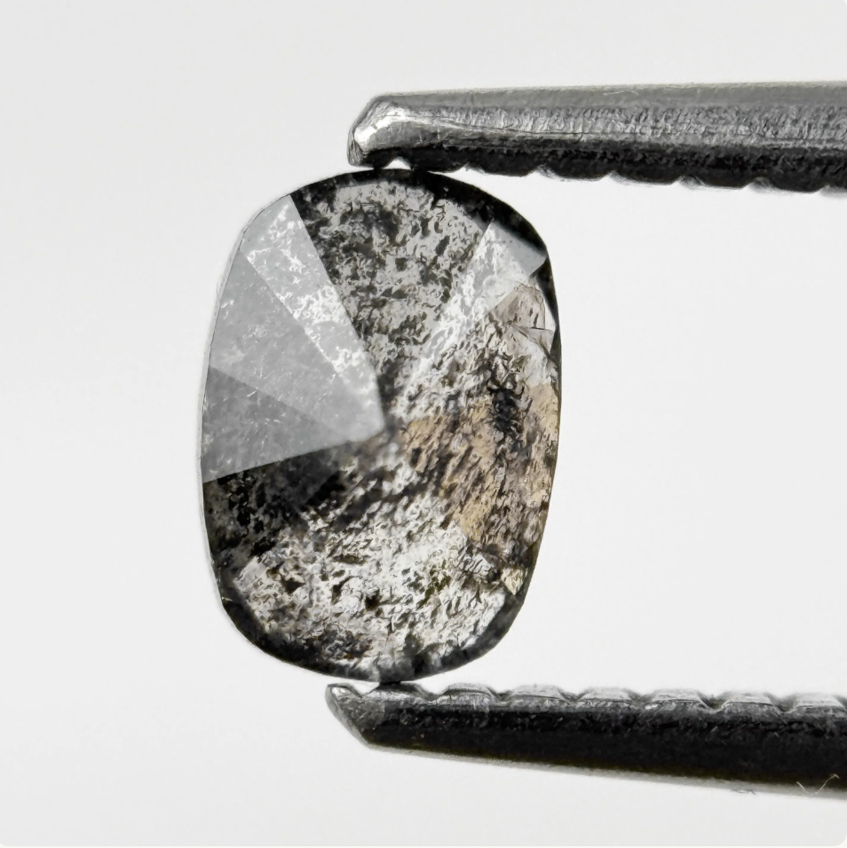 0.65 Ct Oval Rose Cut Grey Natural Minimalist Diamond
