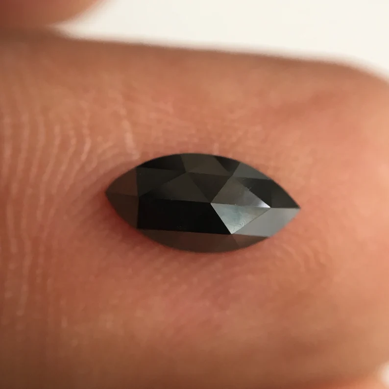 0.66 Ct Marquise Rose Cut, 8 MM Black Natural Loose Diamond