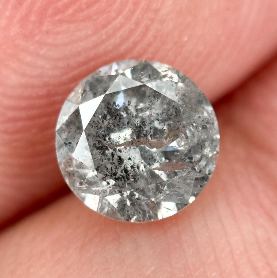 1.10 Ct Round Brilliant Cut Grey Natural Galaxy Diamond