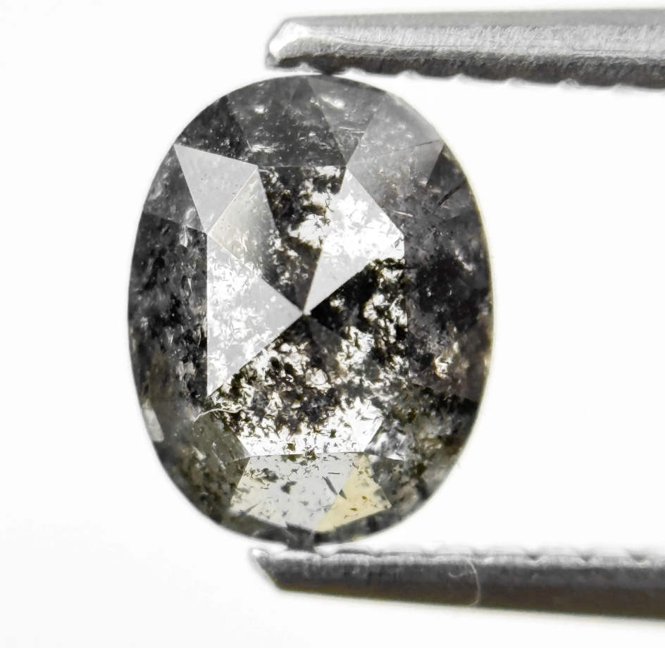 1.12 Ct Oval Rose Cut Grey Natural Galaxy Diamond