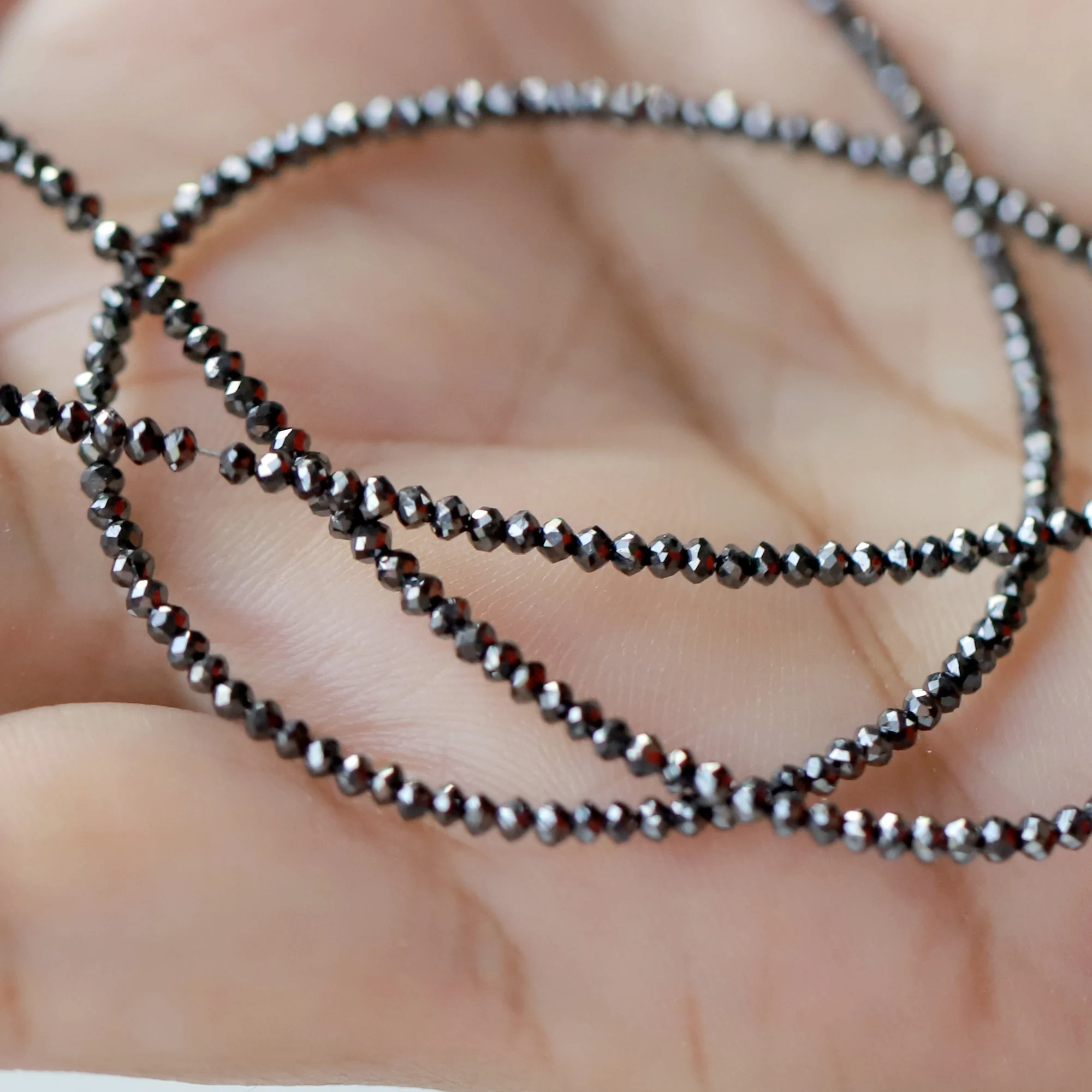 2 MM Beads Uncut Black Natural Loose Diamond