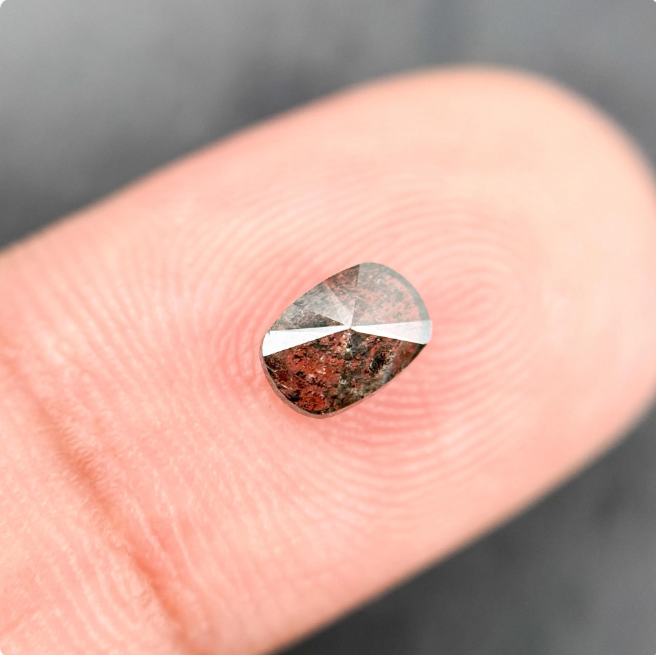 0.65 Ct Oval Rose Cut Grey Natural Minimalist Diamond