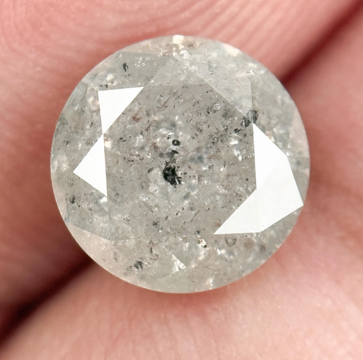 2.05 Ct Round Brilliant Cut White Natural Salt and Pepper Diamond