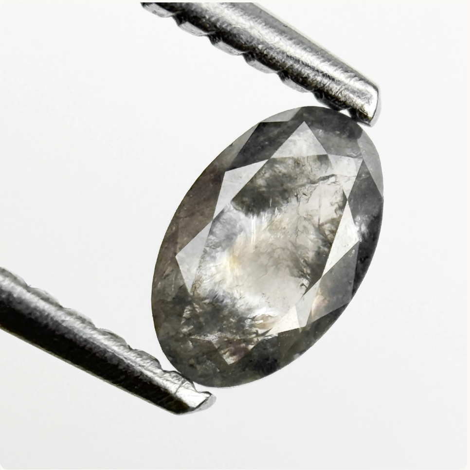 0.49 Ct Oval Rose Cut Grey Natural Fancy Diamond