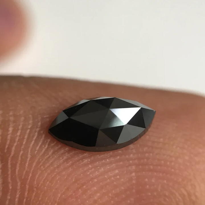 0.66 Ct Marquise Rose Cut, 8 MM Black Natural Loose Diamond