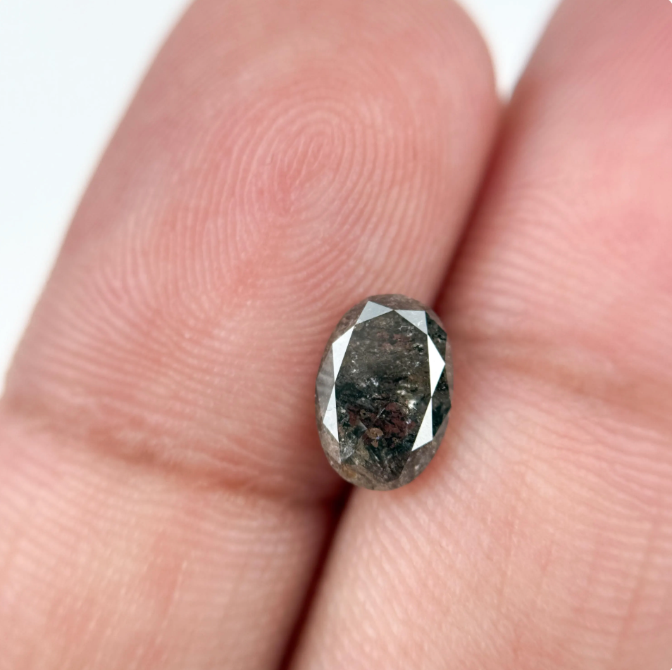 1.26 Ct Oval Rose Cut Grey Natural Fancy Diamond