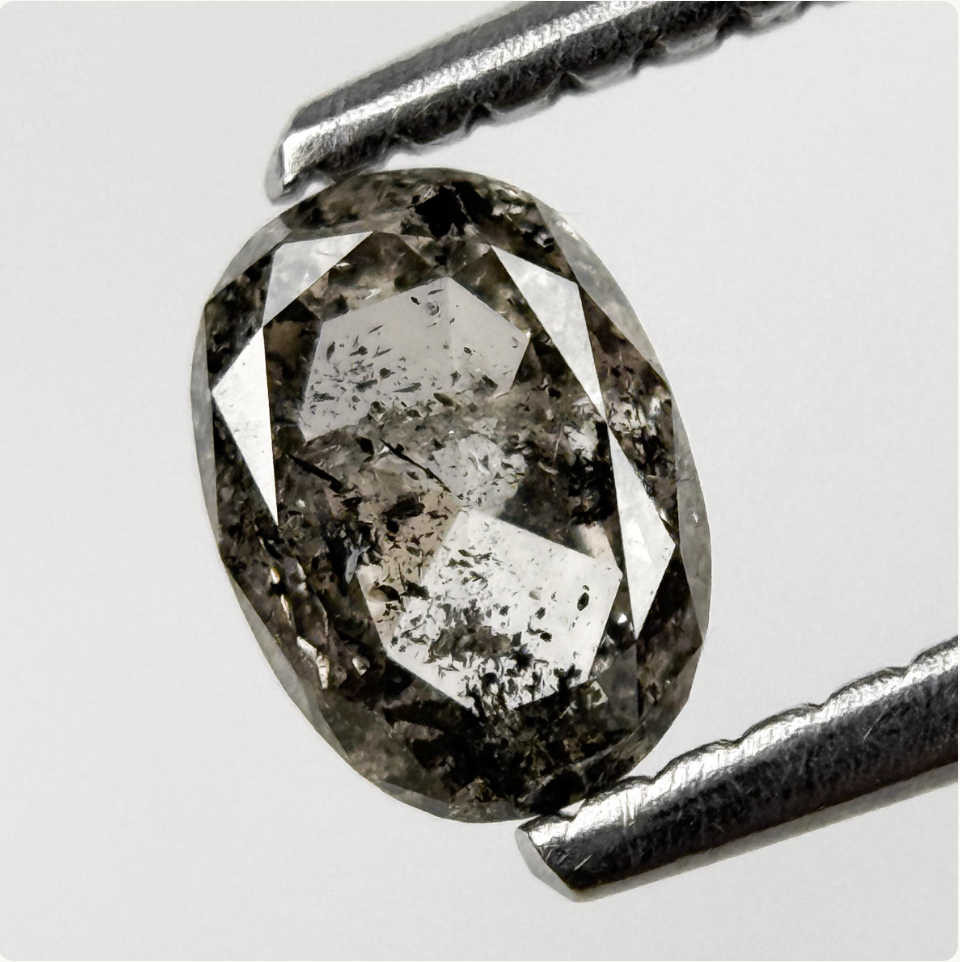 0.49 Ct Oval Rose Cut Grey Natural Minimal Diamond