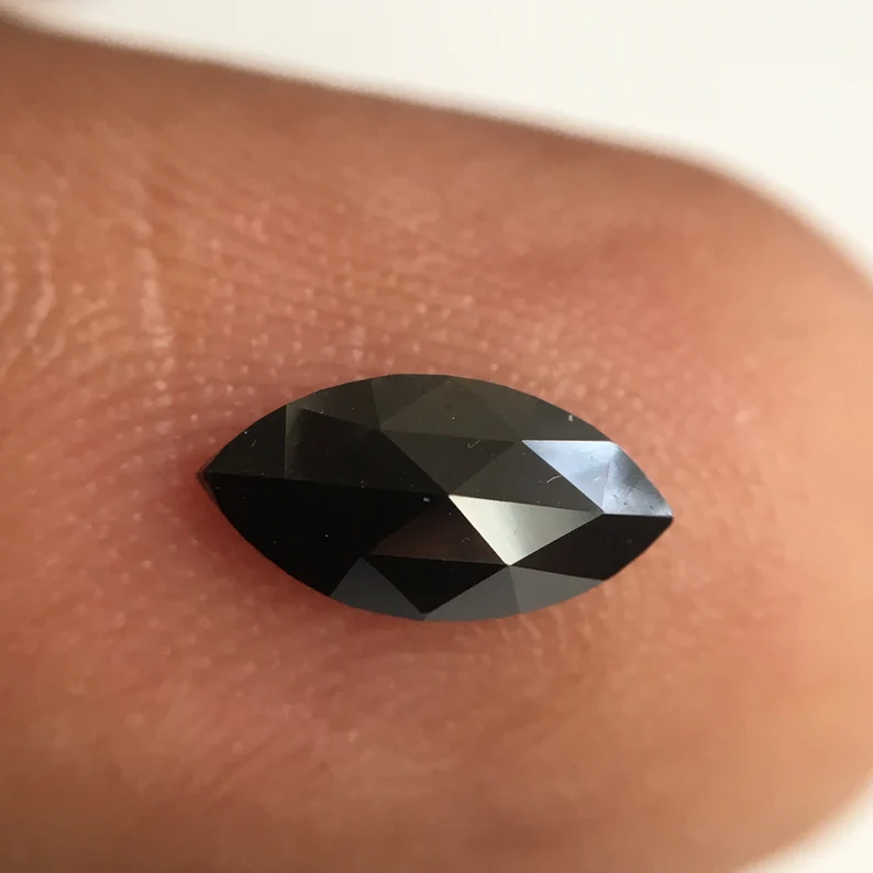 0.48 Ct Marquise Rose Cut, 8.10 MM Black Natural Loose Diamond