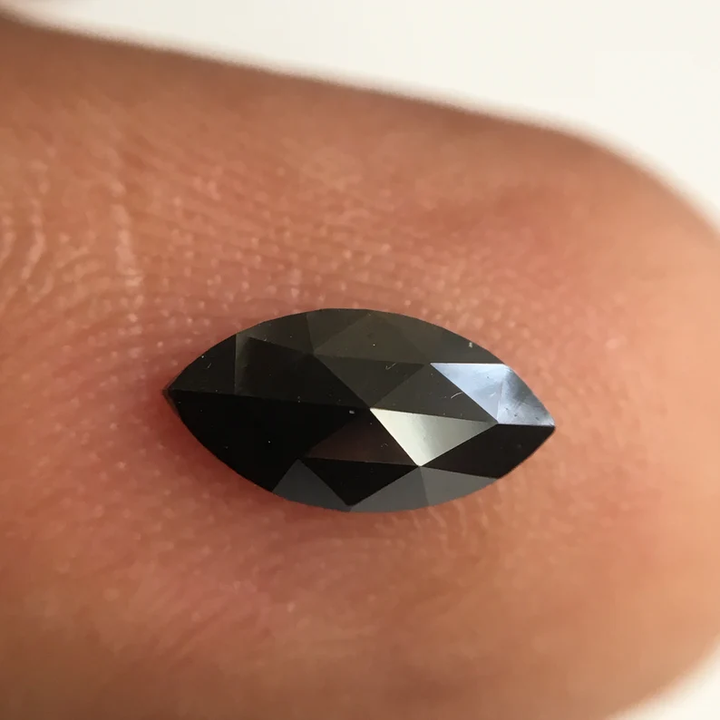 0.48 Ct Marquise Rose Cut, 8.10 MM Black Natural Loose Diamond