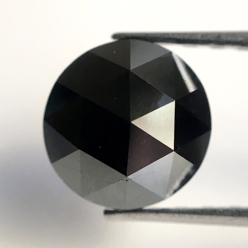 6.50 MM Round Rose Cut Black Natural Loose Diamond